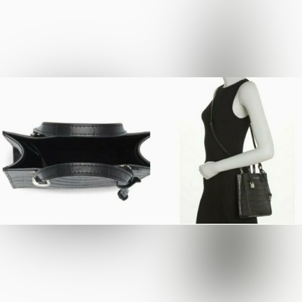 Marc Jacobs Micro Croc-Embossed Leather‎ Tote Crossbody Bag in Black - NWT - Picture 2 of 6